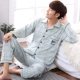 Đồ ngủ nam cho nam mùa xuân và mùa thu dài tay cotton trẻ trung XL cha trung niên mùa thu giản dị phục vụ nhà