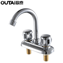 Outai double handle double hole faucet Hot and cold basin Table basin Full copper bathroom washbasin Bathroom faucet