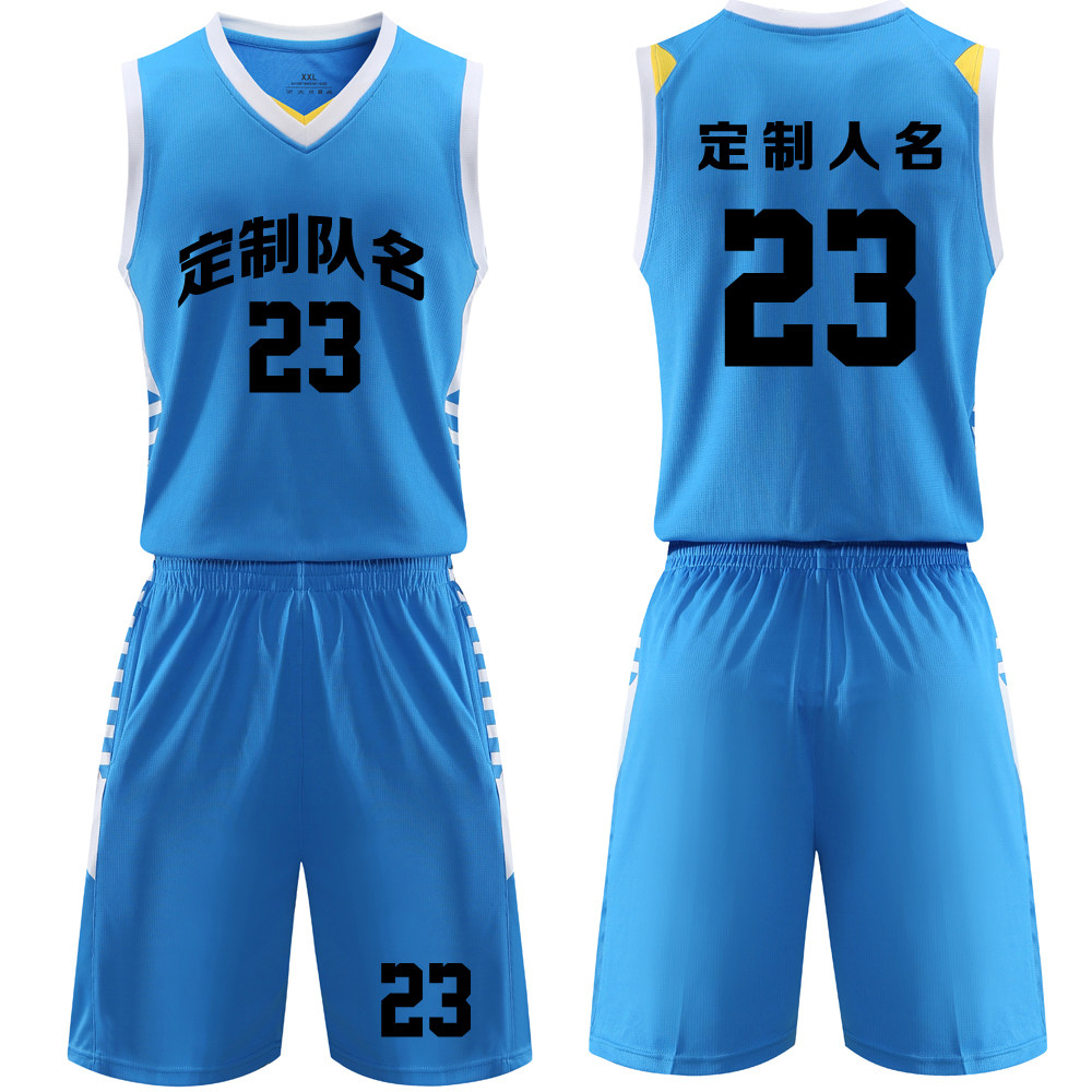 Basketball clothes suit men's custom jersey summer vest competition training team uniforms for print-in-print with 1903 blue