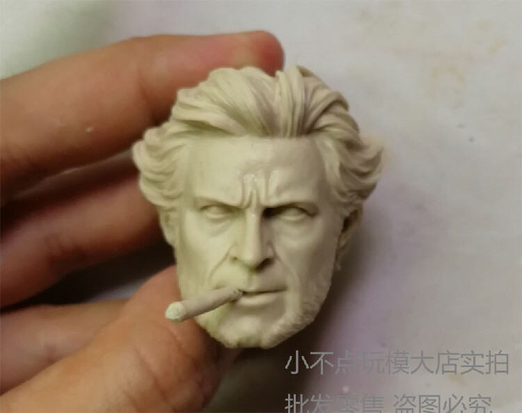 1 6 white mold gold steel wolf head carving X-Men Hugh Jackman to send cigar soldiers accessories