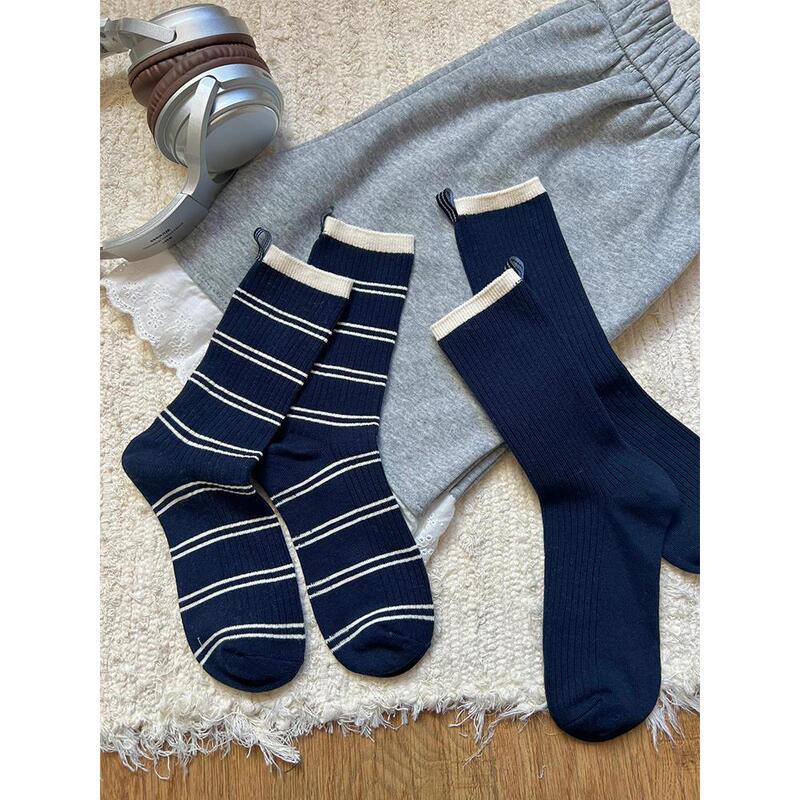 Sure Enough, Navy Blue Is a Sophisticated and Timeless Color! I Absolutely Love Simple, High-End, and Timeless Navy Blue Mid-Calf Socks!