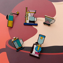 Creative coffee appliance brooch Barista pin Japanese personality decoration ins tide imitation enamel alloy badge