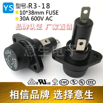 R3-18 30A600V Import Original Fuse Holder Large Current Insurance Seat 10 * 38mm Panel Mount