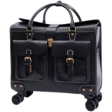 Ретро кожаный универсальный портативный чемодан на колесиках, из натуральной кожи, 19 дюймов