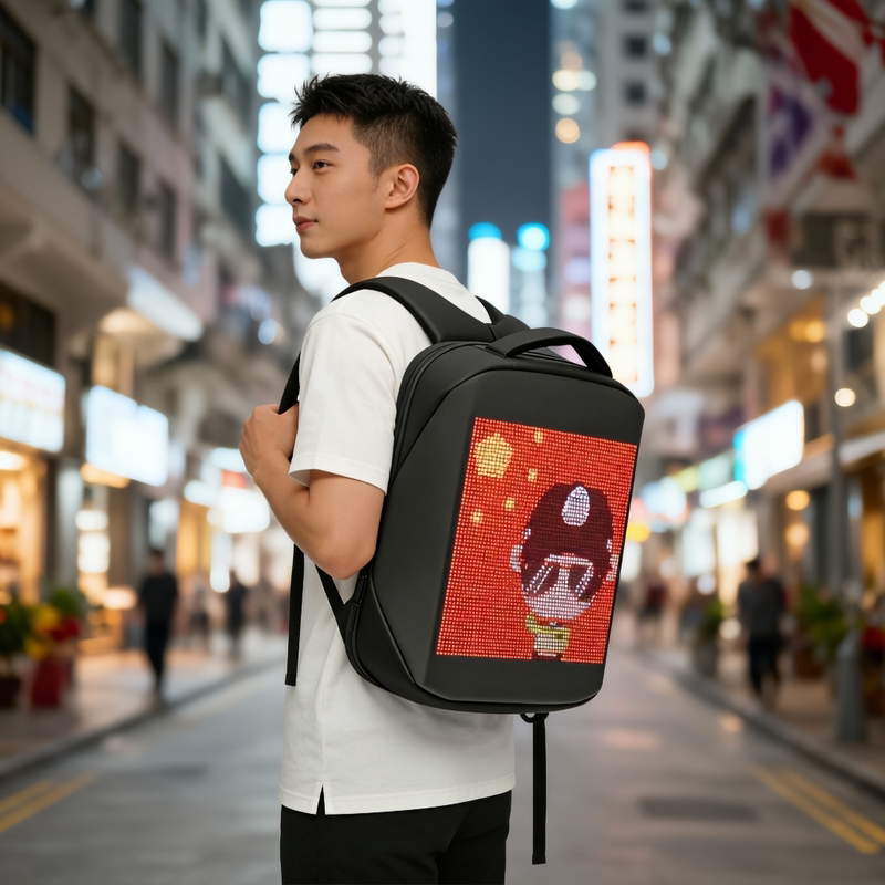 Led Screen Backpack Allows You to Freely Change the Display Pattern, Text, Qr Code, Outdoor Promotion, Driving, Waterproof Backpack
