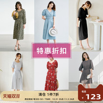 (Summer Dress Collection) Virgin cotton temperament floral polka dot dress womens summer simple and thin long skirt