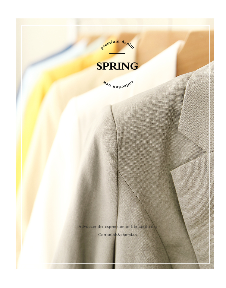 Đầu tiên bông nhỏ phù hợp với nữ 2018 mới bông và vải lanh blazer áo khoác mùa xuân và mùa thu bảy- điểm tay áo giản dị phù hợp với vải lanh áo kiểu trung niên hàn quốc