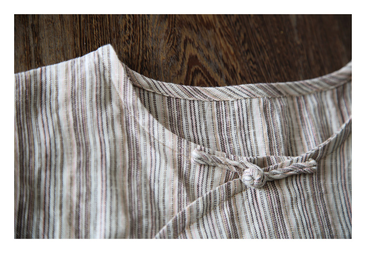 Tham quan các thiết kế ban đầu mới của Trung Quốc cải thiện sườn xám sợi, nhuộm sọc lanh váy đoạn ngắn / hương vị đồng bằng