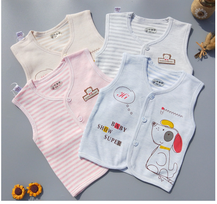 New baby vest vest mùa hè duy nhất cotton sơ sinh vest mùa xuân và mùa thu màu mỏng cotton nam giới và phụ nữ bé vest