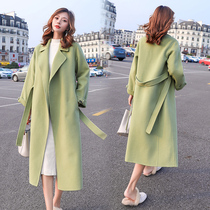 Pregnant women woolen coat women 2021 autumn winter clothing loose small fragrant wind woolen coat long knee wool coat