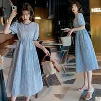 Pregnant Women summer dress 2021 maternity dress dress long knee fairy Super fairy thin waist high foreign summer skirt