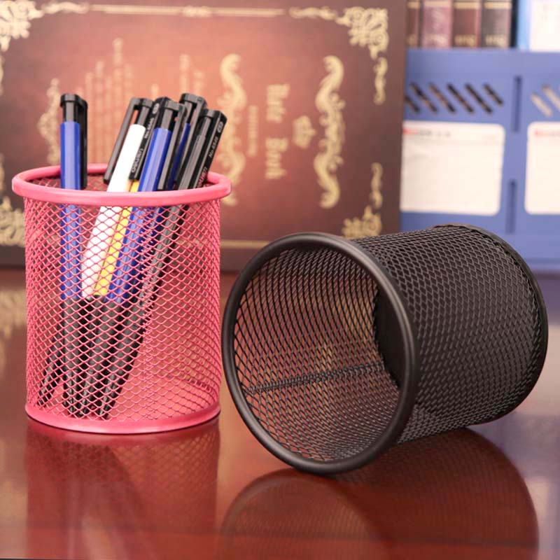 Round Mesh Pen Holder Student Desk Square Pen Holder Creativity Fashion Multifunction Pen Holder Pen Barrel Tabletop storage box