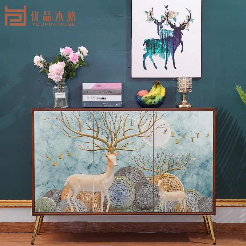 American Solid Wood Light Lavish Dining Cabinet Multifunction Shoe Cabinet Modern Containing New Chinese Decorative Cabinet Hyun Guan Cabinet