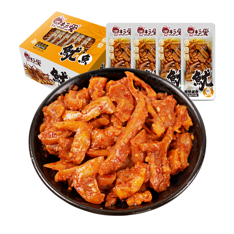 Shan Ai instant squid whiskers spicy seafood cooked squid silk dry instant spicy small meat preserved snacks