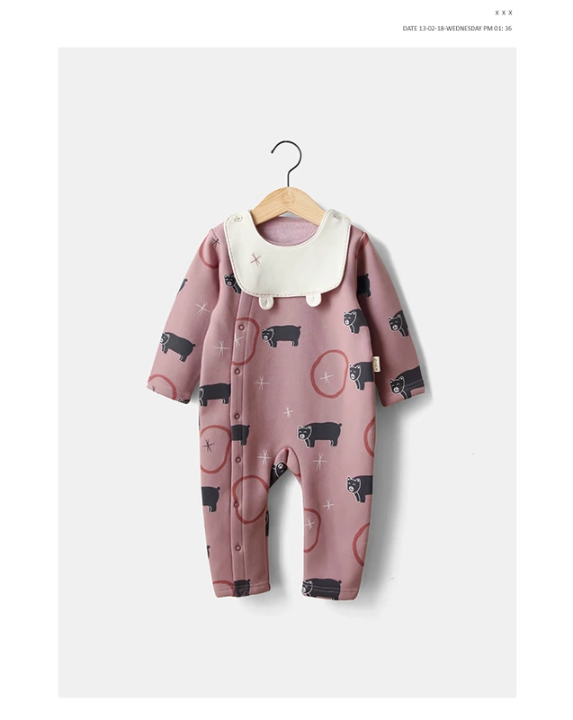 Papa leo núi mùa đông nam nữ cộng với jumpsuit nhung bé ấm romper ra quần áo giản dị giản dị 0-3 tuổi áo liền quần ôm sát bé gái