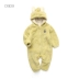 Papa leo mùa thu và mùa đông bé giả da cừu jumpsuit trùm đầu romper quần áo cotton bé ha quần áo 0-3 tuổi body suit cho be Áo liền quần