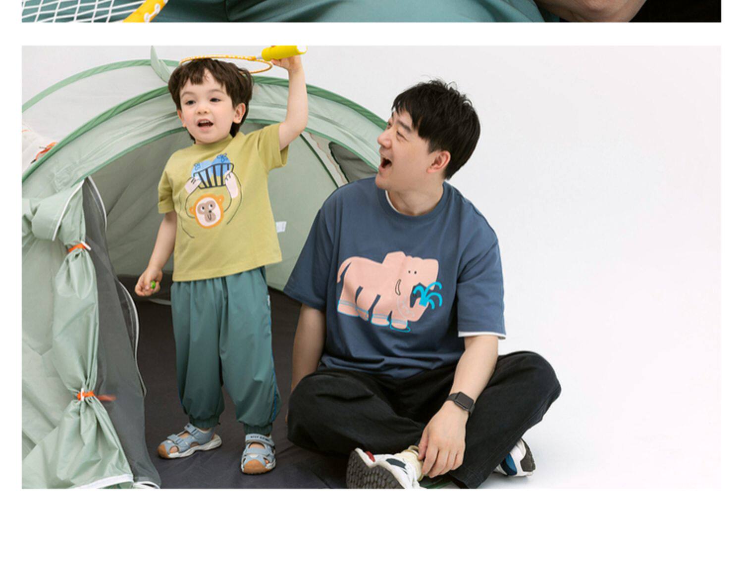 Совместное имя детской одежды папа лезет& красный гора зоопарк отцовство Футболка лето ребенок семья из троих хлопок      