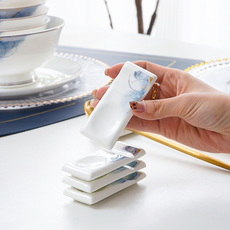 4 Creative Bone China Spoon Holders for Home Use, Ceramic Spoon Stand, Hotel Chopstick Rest, Light Luxury Chopstick Holder, Spoon Rest