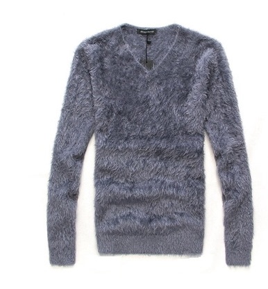 Autumn and Winter Korean Style Slim Long Wool Sweater Plush Men's V-Neck Woolen Sweater Base Layer Thick Trendy Free Shipping