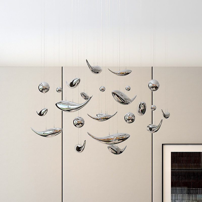 Minimalist Abstract Fish Decoration Hanging Accessories Clubhouse Malls Soft Fashion Creative Pendants Engineering Art Hanging ceiling Ceiling Hanger