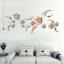 European-style wrought wall decoration three-dimensional wall hanging decoration creative home living room decoration electroplating carp lotus leaf