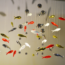 High-end restaurant ceiling hanging decoration mall atrium window beautiful Chen hanging decoration shop corridor decoration electroplating fish pendant