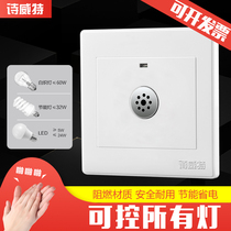 Type 86 concealed two-wire acousto-optic control panel corridor delay induction LED energy-saving lamp home property voice control switch