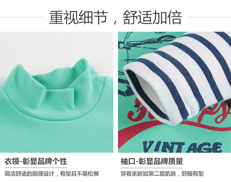 Ba khẩu súng quần áo gia đình dày da căng bông nam lớn trẻ em nửa cao cổ áo quần áo mùa thu quần áo trẻ em