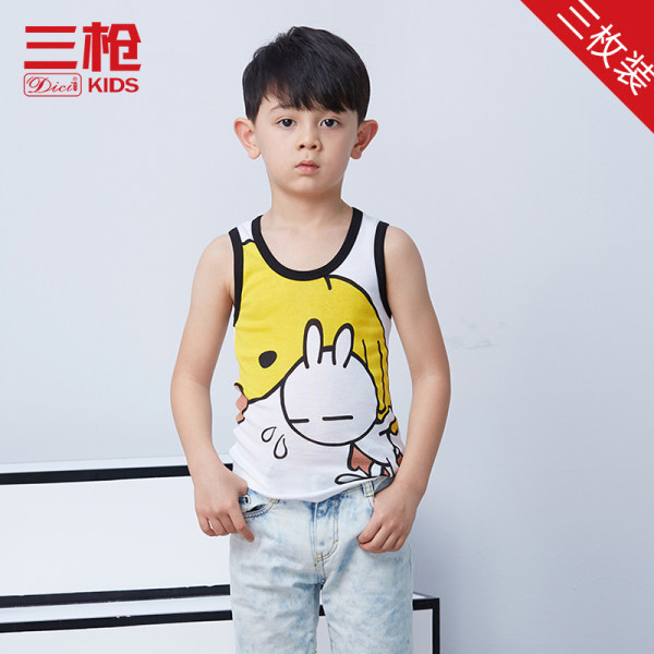 三枪 春夏舒肤棉男女童背心 3件 优惠券折后￥54包邮（￥79-25）