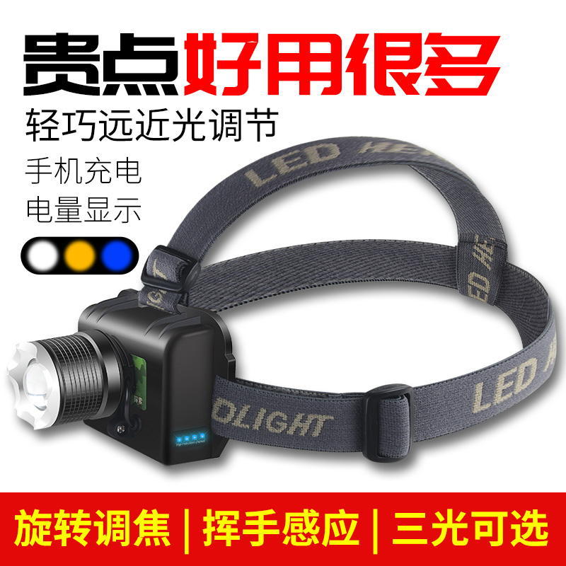 LED headlights strong light charging super bright head-mounted ultra-long endurance induction night fishing special small flashlight miner light