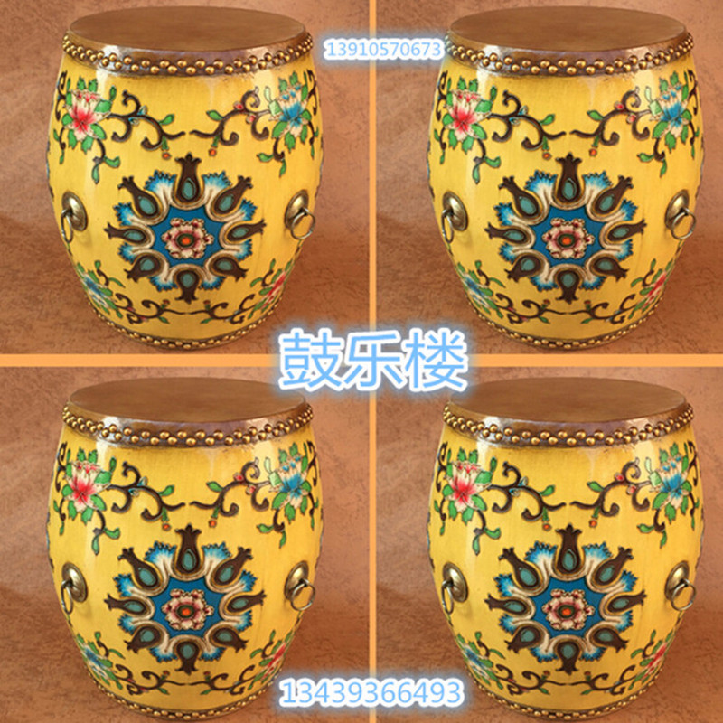 Drum stool drum table cowhide drum pure hand-painted retro home decoration beat creative Chinese home change shoe stool Guzheng seat