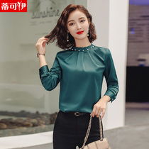 Autumn 2020 new womens top lace stand collar fashion Korean white shirt ladies long sleeve bottoming shirt