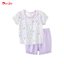 Leather so Joe short sleeve suit 0 Summer girl clothes baby clothes baby Two sets summer clothing shorts 3 year old pure cotton