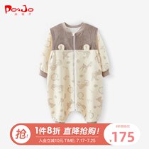 Pirojo spring and autumn infant baby Newborn baby one-piece sleeping bag split leg pajamas warm and thick autumn and winter