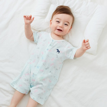 Piao Qiao infant cotton clothes for men and women baby Summer short sleeve jumpsuit