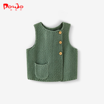 Pi Qiao Spring and Autumn Mens and Womens Baby Vest Baby Vest Horse Clip Newborn Warm Knitted Sweater