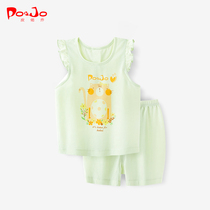 Leather Jo Vest Suit 0 Summer Girl Clothes Baby Clothes Baby Two Sets Of Summer Clothing Shorts 3-Year-Old Summer