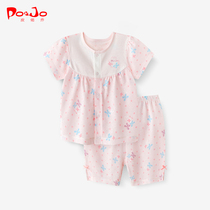 Leather Jo Short Sleeve Suit 0 Summer Girl Clothes 1 Baby Boy Clothes 2 Baby Boy Summer Fit Shorts 3 Years Of Pure Cotton