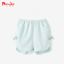 Piao Qiao girls summer clothes Baby Baby Baby short pants outside wear casual pants 1 hundred tie 2 thin 3 summer tide 4 years old