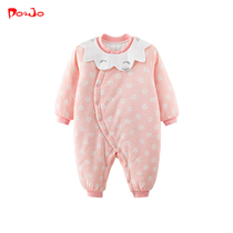 Piao Qiao winter clothes newborn baby clothes baby clothes winter thickened warm clothes girls conjoined clothes
