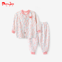 Piao Qiao childrens baby autumn clothes thin underwear set baby clothes Cotton Girls spring and autumn two sets
