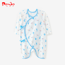 Piao Qiao newborn baby clothes spring and autumn cotton newborn male and female baby jumpsuit lace