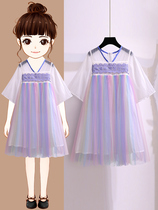 Girl Hanfu Chinese style super fairy dress 2021 new summer dress childrens costume foreign baby Princess cheongsam