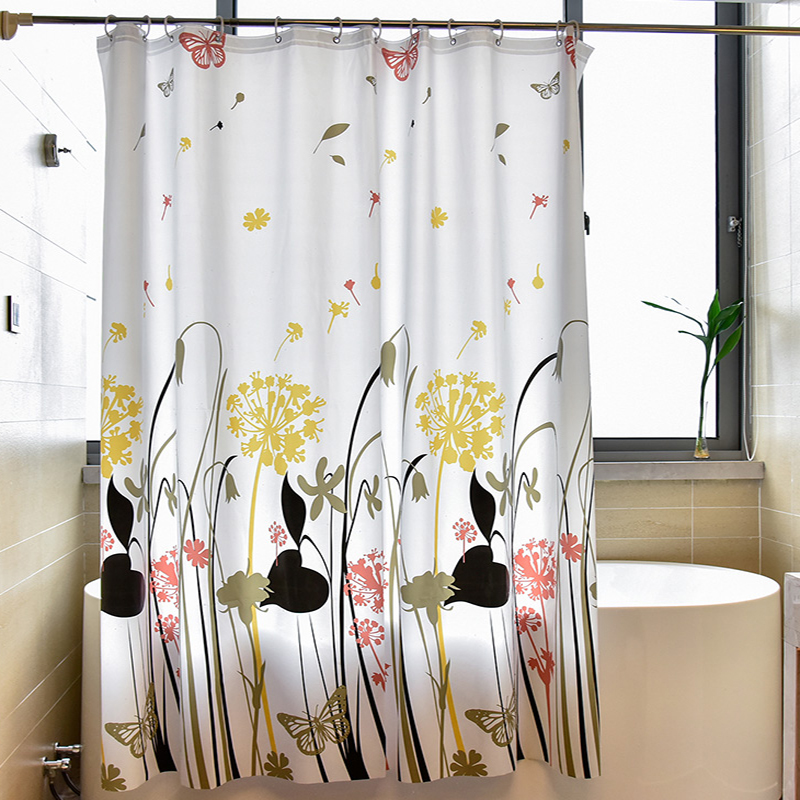 Plastic shower curtain set with telescopic rod Opaque waterproof thickened mildewproof powder room partition curtain straight rod free hole
