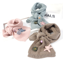 Autumn and winter childrens scarf Korean version of the tide knitted warm baby boys and girls solid color double-sided candy color wool scarf