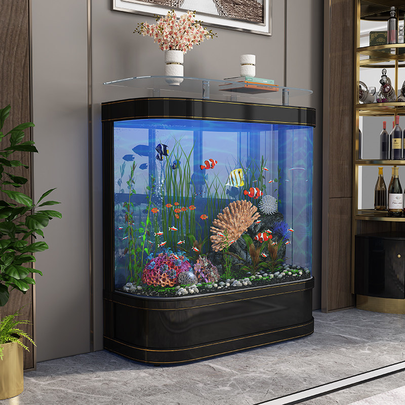 New light luxury fish tank Aquarium Living room round floortoceiling