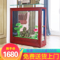 New Chinese fish tank Aquarium Living Room Home Small Medium Screen Partition Eco-free water glass gold fish tank