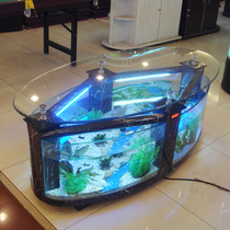 Coffee table fish tank living room household multifunctional creative medium oval ecological water-free glass goldfish tank aquarium