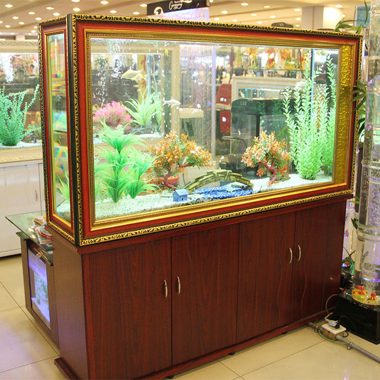 Large medium-sized rectangular partition eco-free water glass aquarium for household book room in Chinese style gold fish tank living room