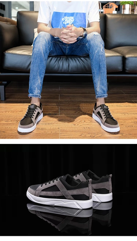 Giày nam mùa thu 2018 Giày nam đế xuồng phiên bản Hàn Quốc của xu hướng giày nam đế thấp giúp sinh viên chụp ảnh đường phố giày vải nam